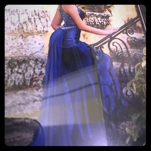 A-line Sweep Train Satin Chiffon Royal Formal Gown